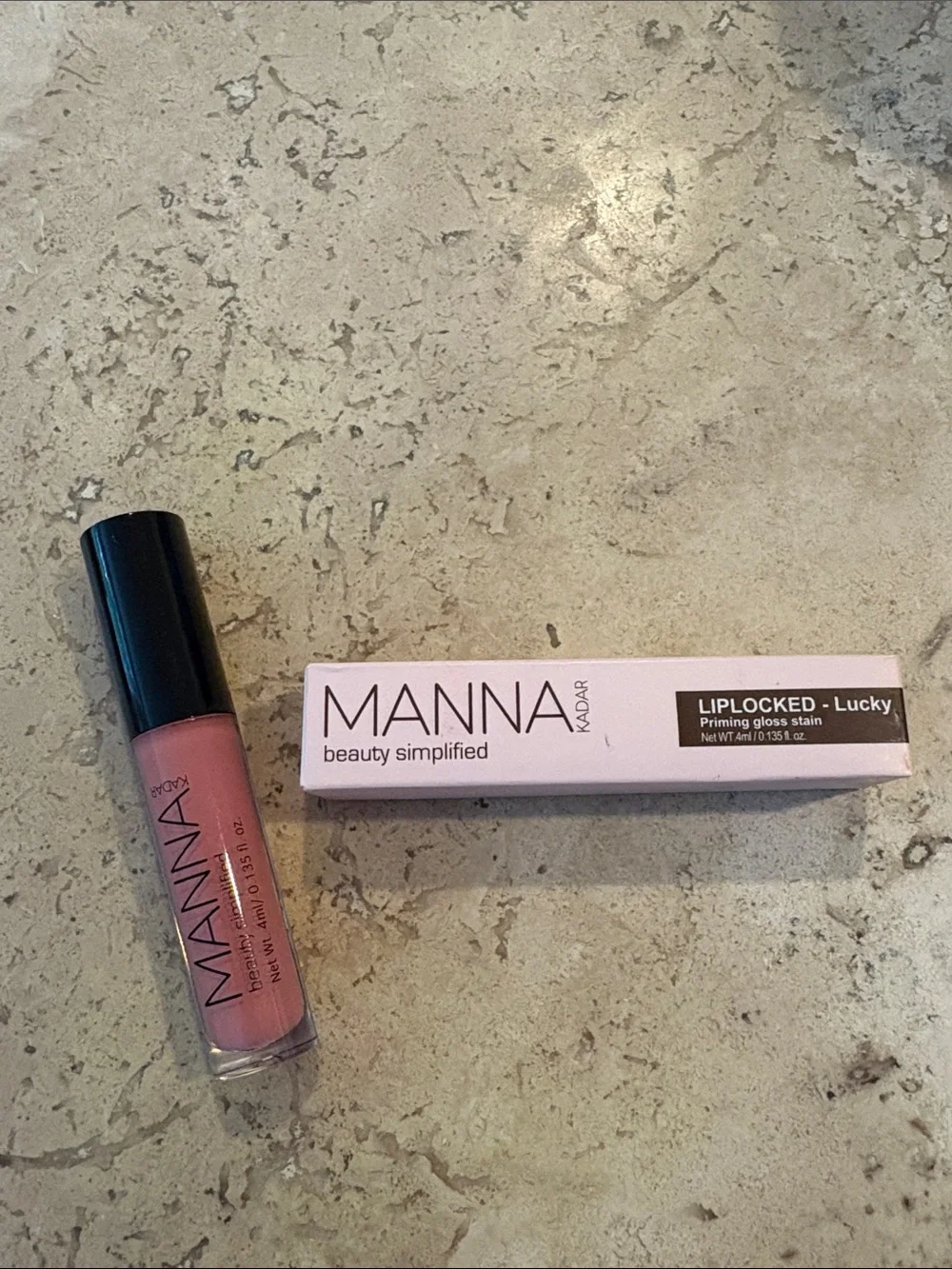 5 for $25 item 🌸 Manna Kadar LipLocked Priming Gloss Stain Lucky Pink NIB